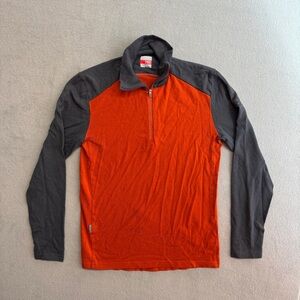 Icebreaker Merino 260 Sweater Small Men's 1/4 Pullover Base Layer Outdoor Orange